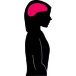 Женский силуэт с мозгом в цвет векторное изображение