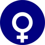 在蓝色背景上的女性的性别符号向量剪贴画