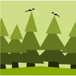 Skogen med fåglar illustration