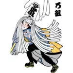 Edo firefighter carrying a mop vector illustration