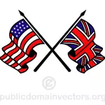 Melambai-lambaikan bendera vektor Inggris dan Amerika Serikat