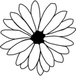 Flor con pétalos en gráficos del vector blanco y negro
