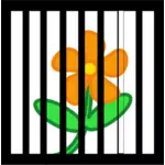 Flower behind bars vector drawing