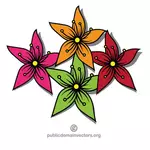 Flores coloridas, com cinco pétalas