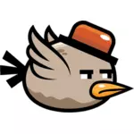 Cartoon fågel med en hatt