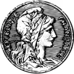 Frank francuski brązowa moneta