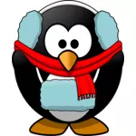 Vektorigrafiikka pingviini talvivaatteissa