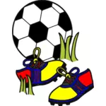 फुटबॉल की गेंद और जूते चित्रण वेक्टर