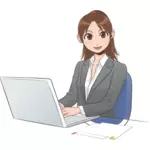 Jeune fille femme ordinateur