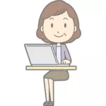 Kadın bilgisayar Kullanıcı vektör çizim