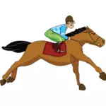 Gráficos vectoriales del jinete del caballo en una carrera