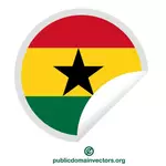 Round peeling sticker with flag of Ghana