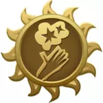 Векторный рисунок герба солнце форме альфа