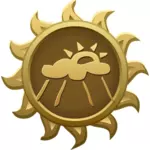 Векторная иллюстрация в дождливый день солнца в форме эмблема