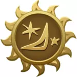 صورة متجهة من القمر ودية والنجوم على شكل شعار الشمس