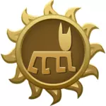 Vektorgrafik med humbaba solen formade emblem