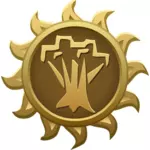 Spriggan sun shaped emblem vector clip art