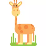 Dessin animé girafe nourrissant d’herbe