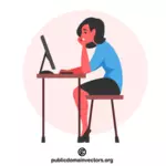 कंप्यूटर पर लड़की