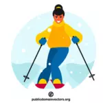 Gadis sedang bermain ski