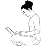 Gadis dengan komputer laptop