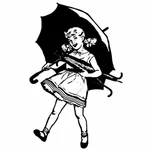 Gadis dengan payung vektor ilustrasi