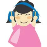 Gadis dengan headphone vektor ilustrasi
