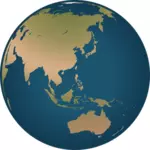 澳大利亚位置上地球仪矢量图