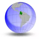 Colombia on globe