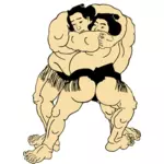 Vektor grafis dari pejuang sumo di ring