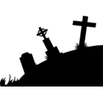 Silhouette vector drawing of graveyard