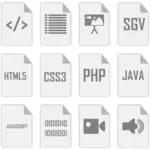 Vektorgrafikk grå web design ikoner med brettet hjørne