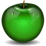 Векторная иллюстрация фотореалистичные мокрой зеленое яблоко