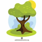 Grafika clipart z kreskówek z zielonego drzewa