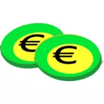 绿色的欧元硬币的插图
