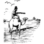 Homme à dos de chameau avec illustration vectorielle pistolet