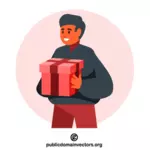 Guy avec une boîte cadeau