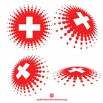 Flaga Szwajcarska na kształtach półtonów