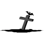 Grave with bat vector image