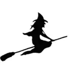 Vector drawing of witch on a broom