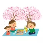 Piquenique com flor de cerejeira