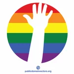 Zvednutá ruka LGBT barvy