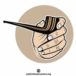 Rokende pijp in een hand