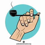 धूम्रपान पाइप के साथ हाथ