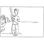 Baseball-pelaajan karikatyyri