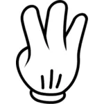 Vektoripiirros hanskasta, jossa on kolme sormea ylhäällä
