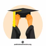 Ruce držící akademickou čepici
