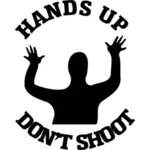 Ruce vzhůru, nestřílej znamení vektorové ilustrace