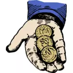 Hand mit Münzen