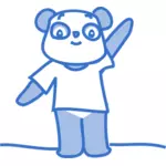 Gambar vektor bahagia karakter kartun Panda pastel biru